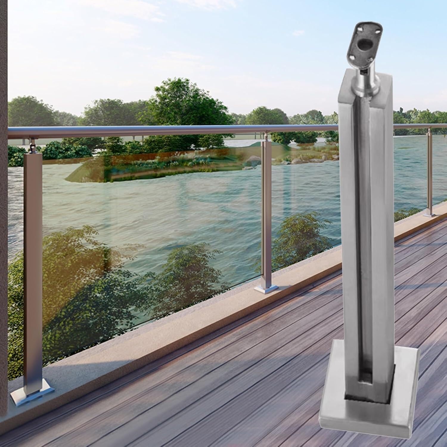 Poteau de garde-corps en verre en acier inoxydable premium pour balcon moderne