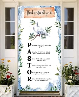 Nepnuser Pastor Appreciation Month Door Cover Pastor Anniversary Banner Gifts for Men Women Church Front Door Decorations