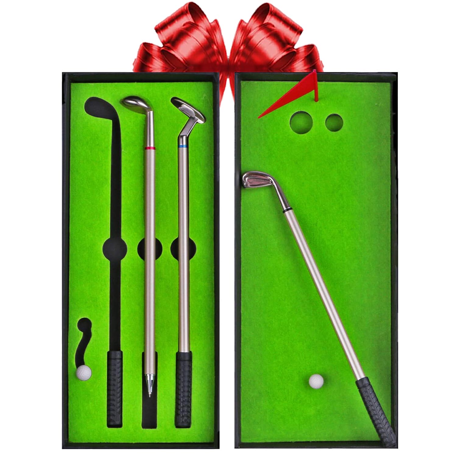 SmartGreen® - Set da golf in miniatura con 3 penne da golf, 1 green, 2 palline, 1 bandiera - Idea regalo per la festa del papà per i golfisti - I migliori giochi e accessori