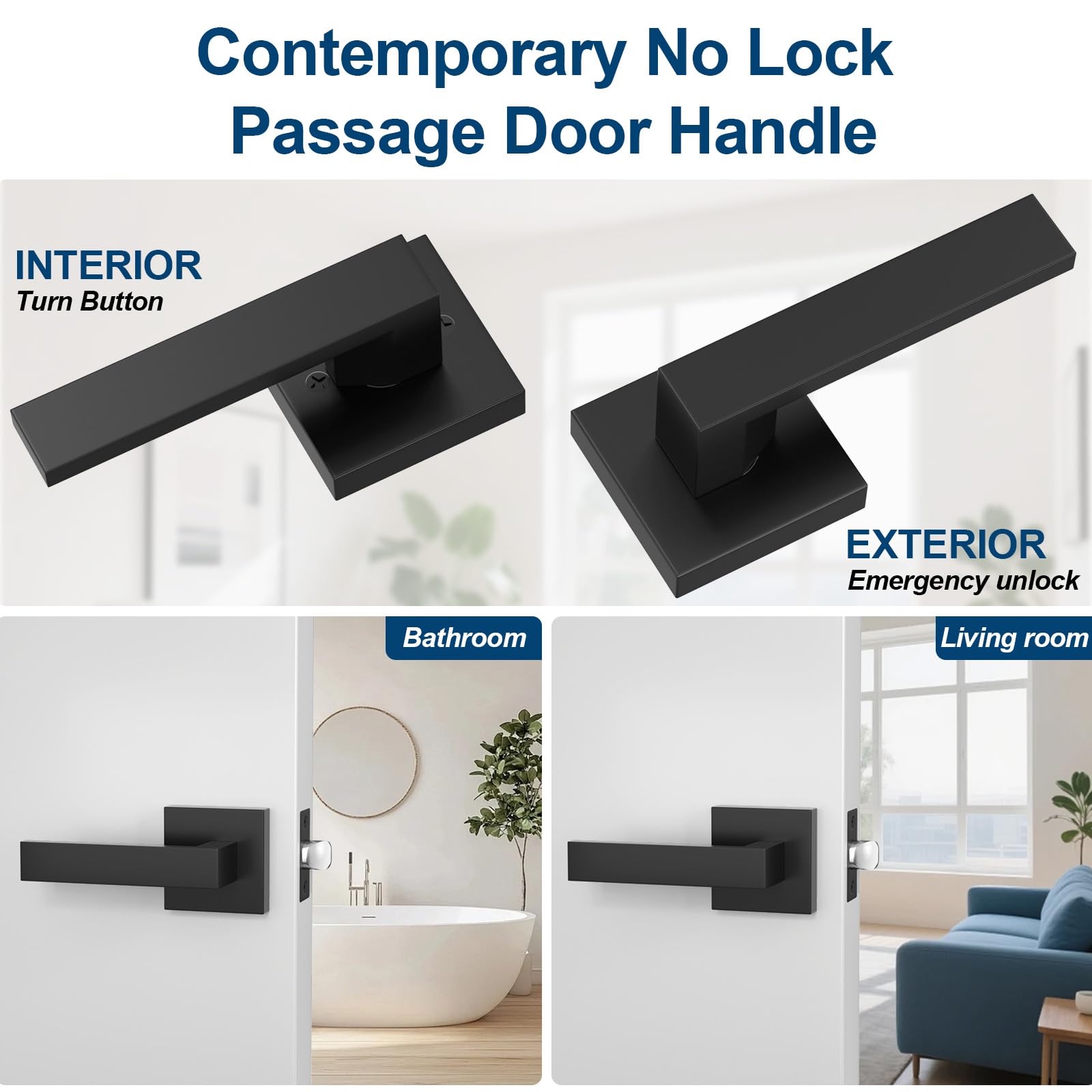 FITNATE Chrome Polished Scroll Door Handle Latch Set,1 Pair Scroll Lever Latch Handles on Backplate&Latch for Interior Use - Image 3
