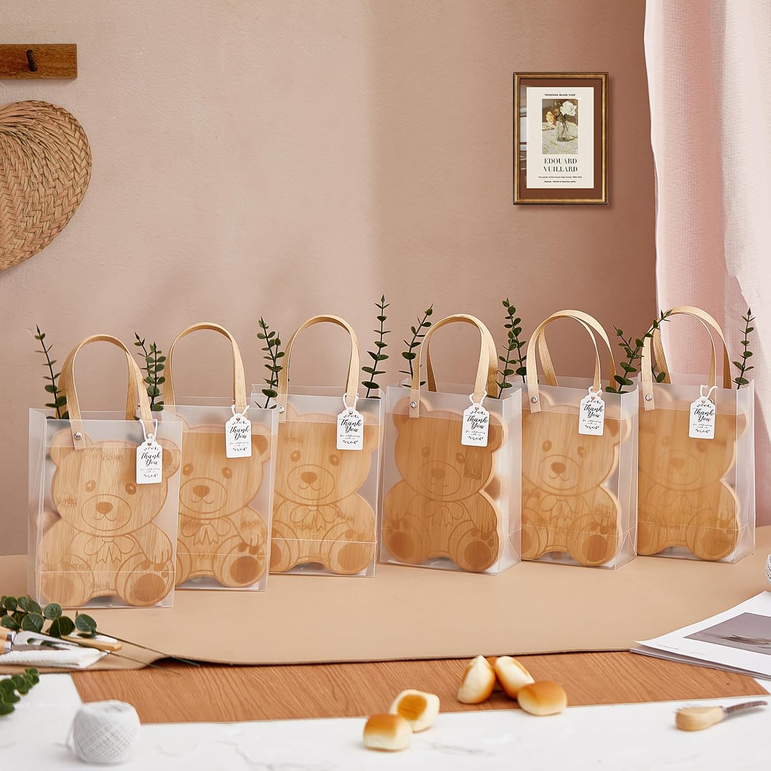 55Pcs Baby Shower Prizes for Game Winners 6 Sets Bear Shaped Cheese Board Gift with Spoons Butter Spreaders Gift Bags Kitchen Towels Bridal Shower Party Favors for Guests (Bear Shaped, 6 Sets) - Image 8