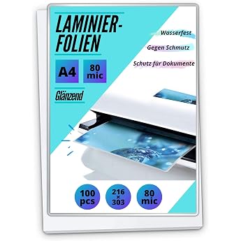 Premium Laminating Pouches A4 2 x 80 Micron Glossy for Perfect Laminating Results Pack of 100