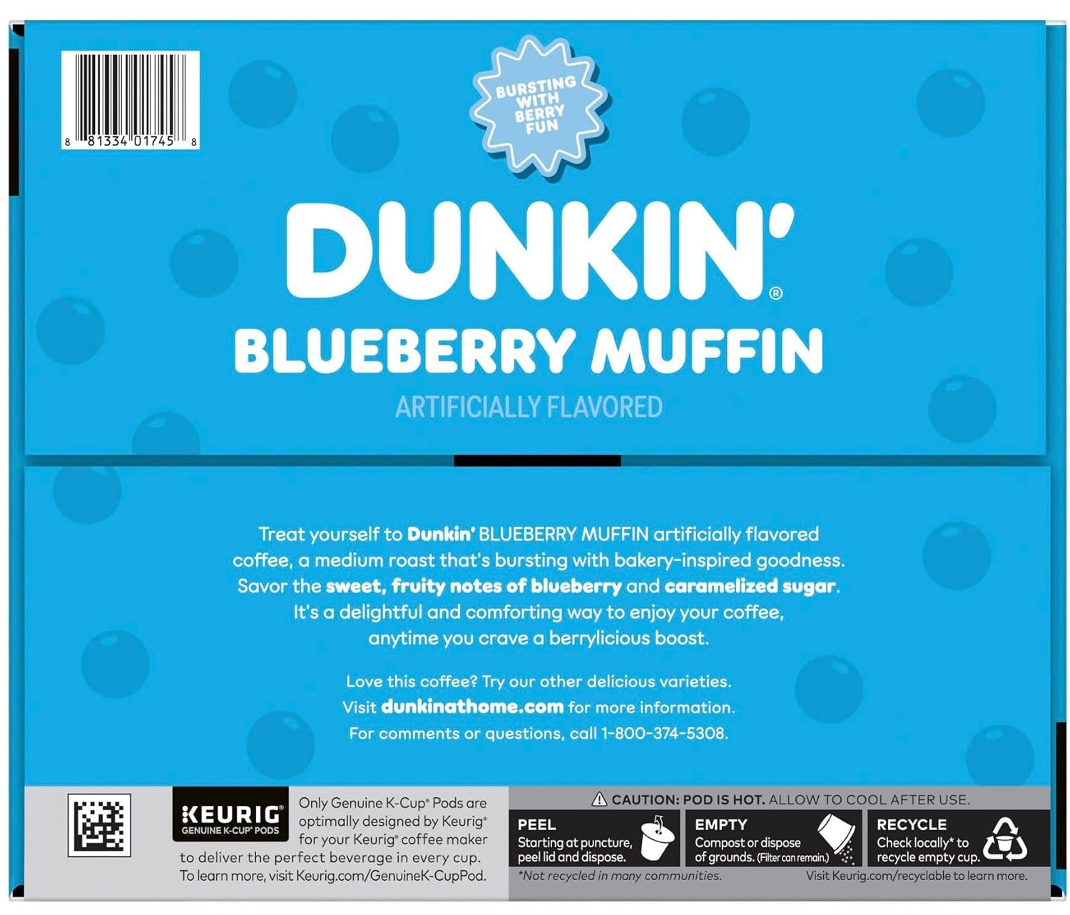 Dunkin’ Blueberry Muffin Coffee K-Cup Pods 54 Count – Medium Roast, Limited Edition