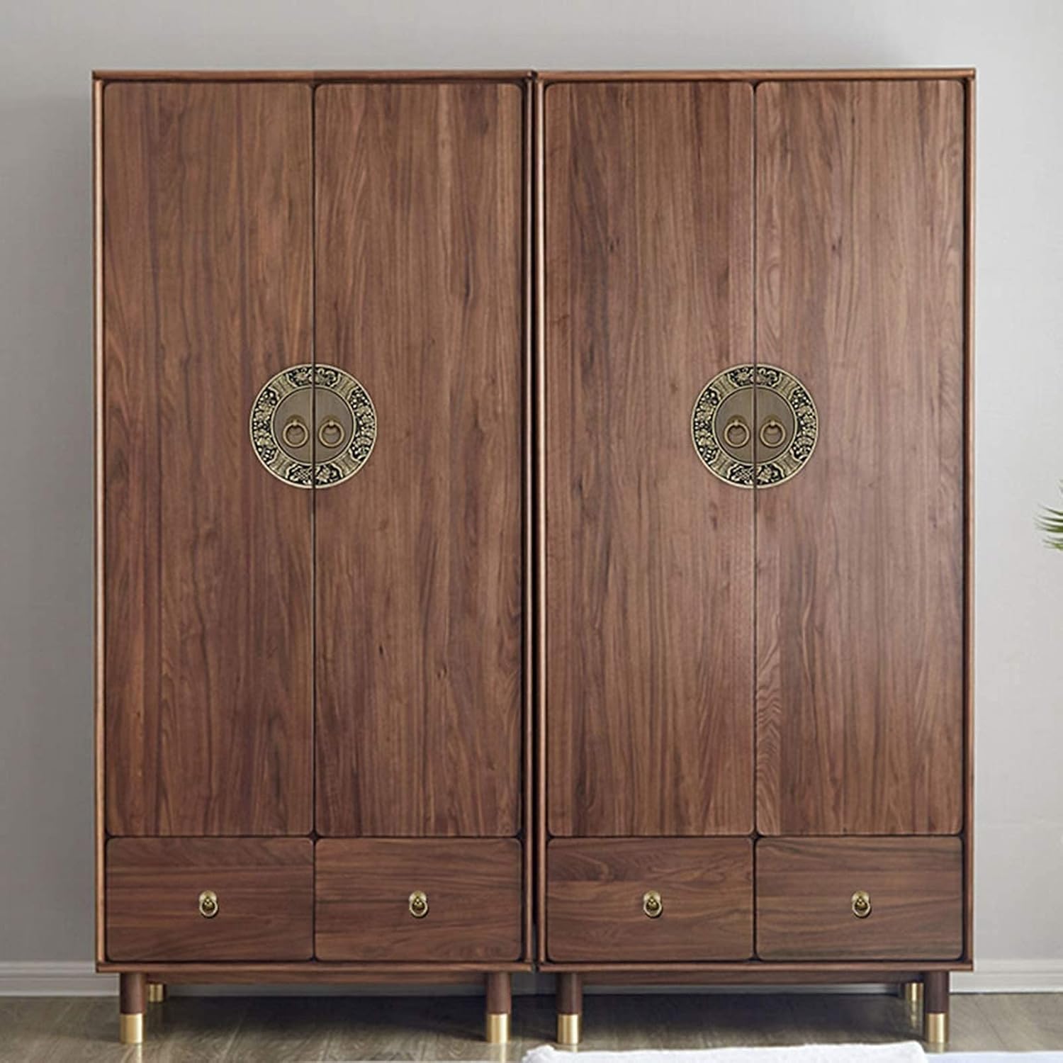 Deluxe Wall Decor Renovator's Supply Exquisite Door Knockers for Front Door Cast Brass Gate Knockers Towel Rack Wardrobe Handle with Small Ring Access for Handcrafted Home Decor (D)