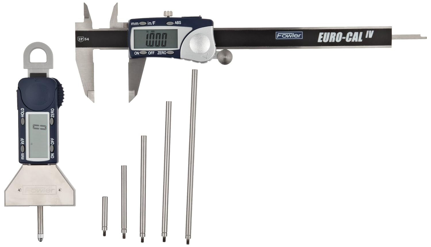 Fowler 54004330 XtraValue Depth Gauge and EuroCal IV Measuring Set