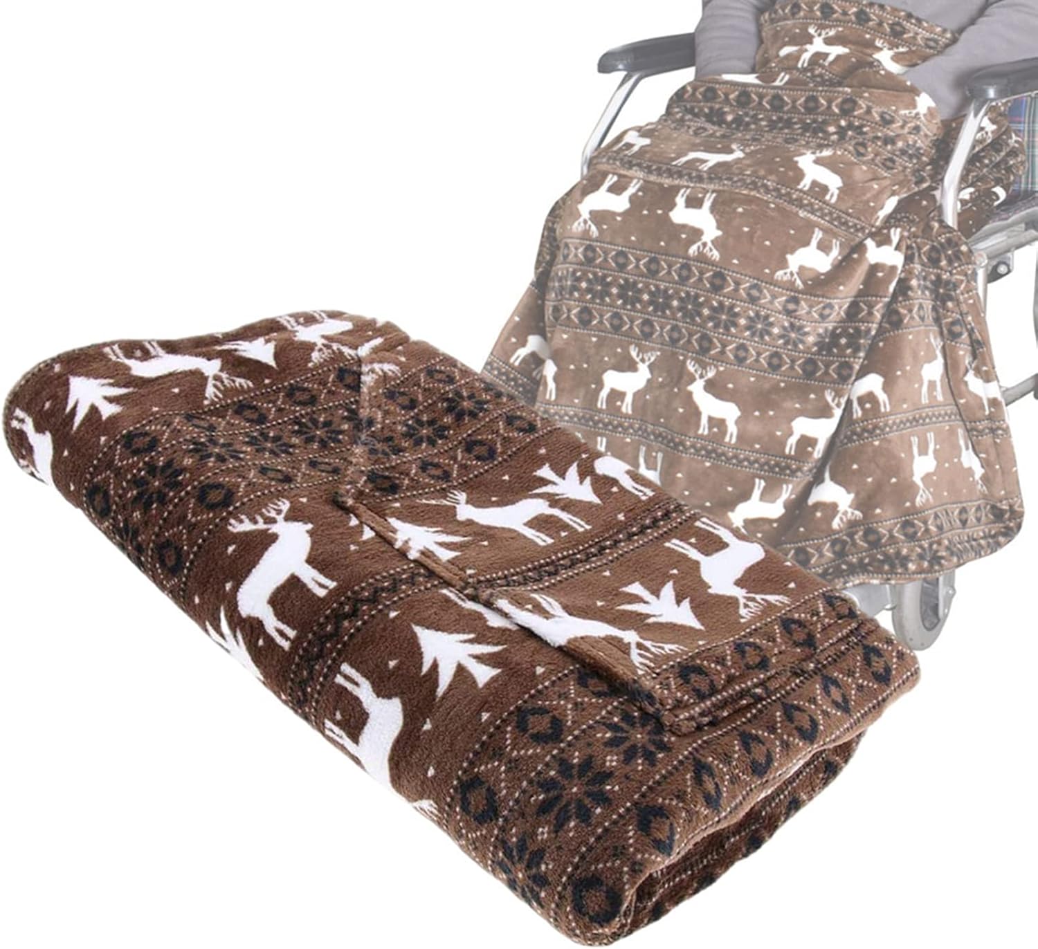 Mantas de regazo para ancianos con bolsillos, manta liviana para silla de ruedas, forro polar de doble cara para piernas, funda protectora para ruedas, movilidad, patineta, pierna cálida, para anciano