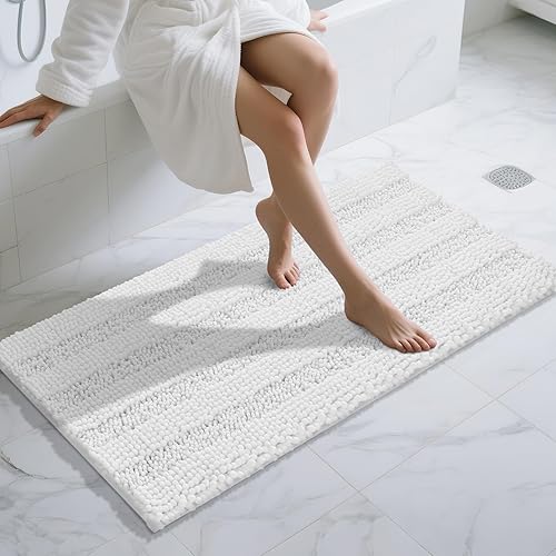 Miniatura 14 de Yimobra Alfombras lavables para baño, alfombra de baño de chenilla súper suave y absorbente para piso y alfombra, alfombra antideslizante de secado