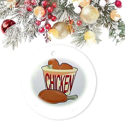 Miniatura 3 de Vinisong Adornos de Navidad Cubeta de pollo frito redondo adorno de cerámica divertido decoración del hogar colgantes colgantes recuerdo adorno