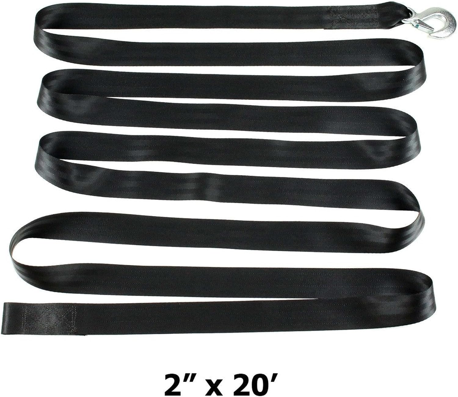 DC Cargo Mall Heavy Duty Boat Trailer Winch Strap with Hook - 2" x 20' (2 Pack) - 9,000 lbs Breaking Strength, Fits Both Hand-Crank and Electric Winches