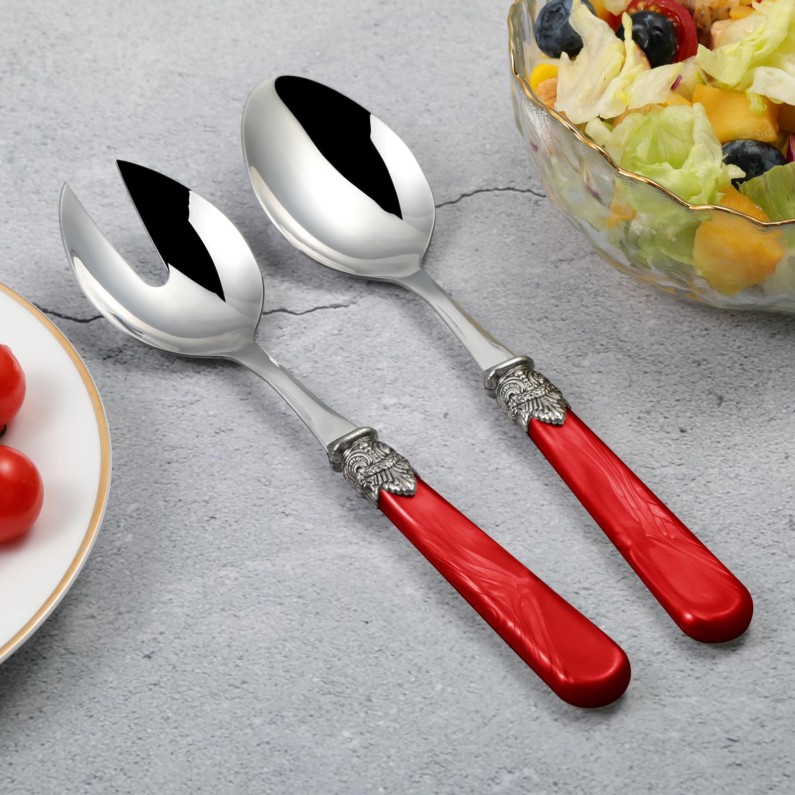Red Stainless Steel Salad Servers - Set of 2 -2