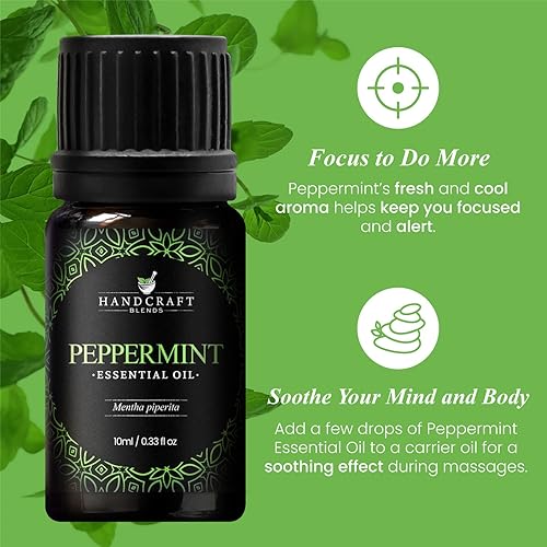 Miniatura 5 de Handcraft Blends - Aceite esencial de menta hierbabuena 100 % puro y natural, aceite de calidad para difusor y aromaterapia, 0.33 onzas líquidas