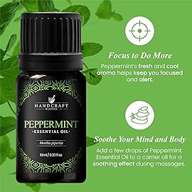 Handcraft Blends Peppermint Essential Oil - 0.33 Fl Oz - 100% Pure and Natural - Premium Grade Essential Oil for Diffuser and Aromatherapy, Skin, Massage, Candle and Soap Making Fragrance