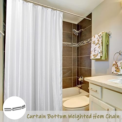 Miniatura 5 de Cortina de Ducha Plata Blanca 96 Pulgadas de Cortinas de Ducha Extra Largas con Purpurina, Brillantes y Elegantes para Baño - Cortina de Baño de