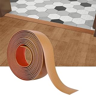 10 Ft Light Brown Floor Transition Strip, Peel and Stick, PVC, Flat Rod, Residential Grade