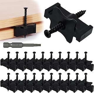 100PCS Hidden Deck Fasteners for Composite Decking Boards – Universal Hidden Fasteners with Stainless Steel Screws for Composite and Wood Decks, Black