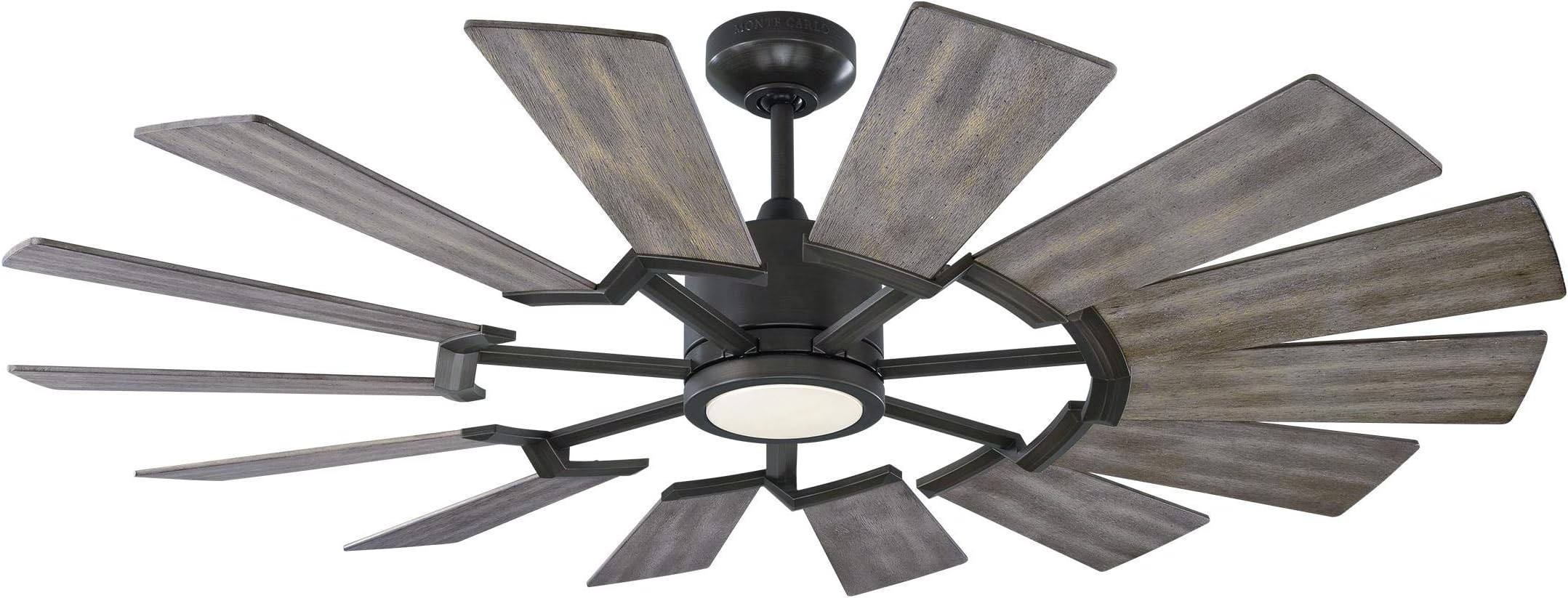 Monte Carlo14PRR52AGPD Prairie II Windmill Energy Star 52" Outdoor Ceiling Fan with LED Light and Hand Remote Control, 14 Wood Blades, Aged Pewter