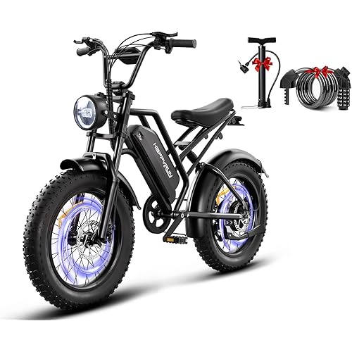 HAPPYRUN Electric Bike,1500W/2000W,48V,18Ah E Bikes for Adults Electric 60+ Mile 32MPH Top Speed Electric Motorcycle All Terrain Fat Tire Electric Dirt Bike G50