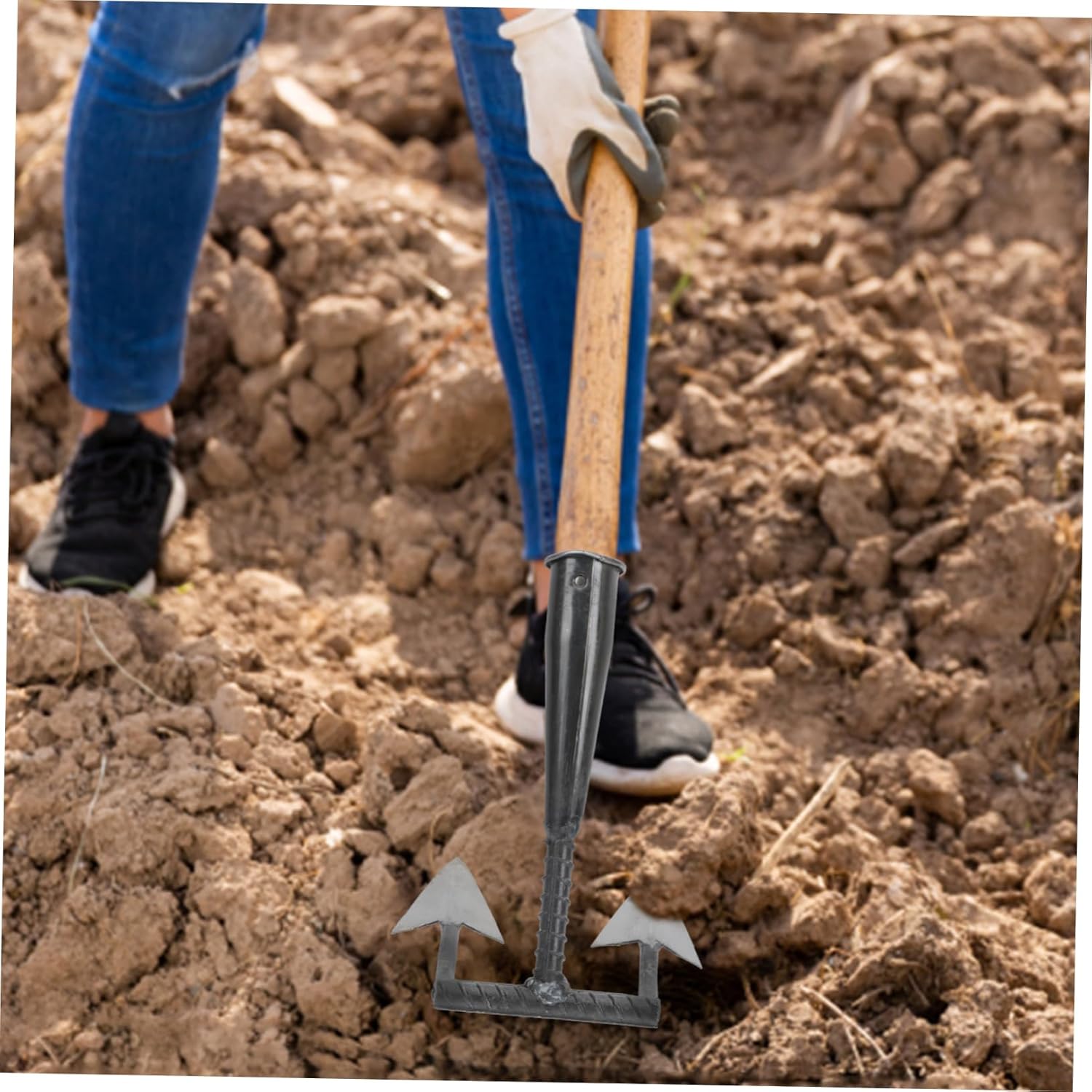 BESPORTBLE Triangle Hoe Manual Weeding Tool for Garden Digging Heavy Duty Cultivator Sharp Beak Head for Soil Loosening and Plowing