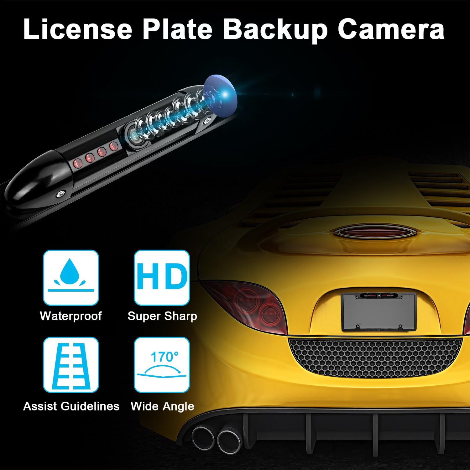 ❤ Crazy Deals DALLUX Car License Plate Frame Rearview Backup Camera, Reverse Camera with Night Vision HD Waterproof 170 Degree Wide Viewing Angle Reversing Cam System 🔥 DALLUX Car License Plate Frame Rearview Backup Camera, Reverse Camera with Night Vision HD Waterproof 170 Degree Wide Viewing Angle Reversing Cam System