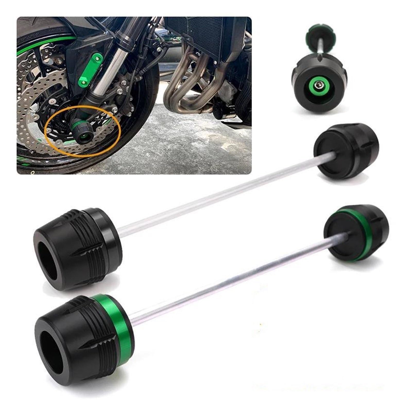 Motorrad-Vorderrad-Achsen-Gabel-Sturzpad-Radschutz Für Kawasaki Für Z900 Für Z650 Für Z800 Für Z900 650 800 Antikollisionsblock Sturzschutz Sturzpads Schieberegler(Titan)
