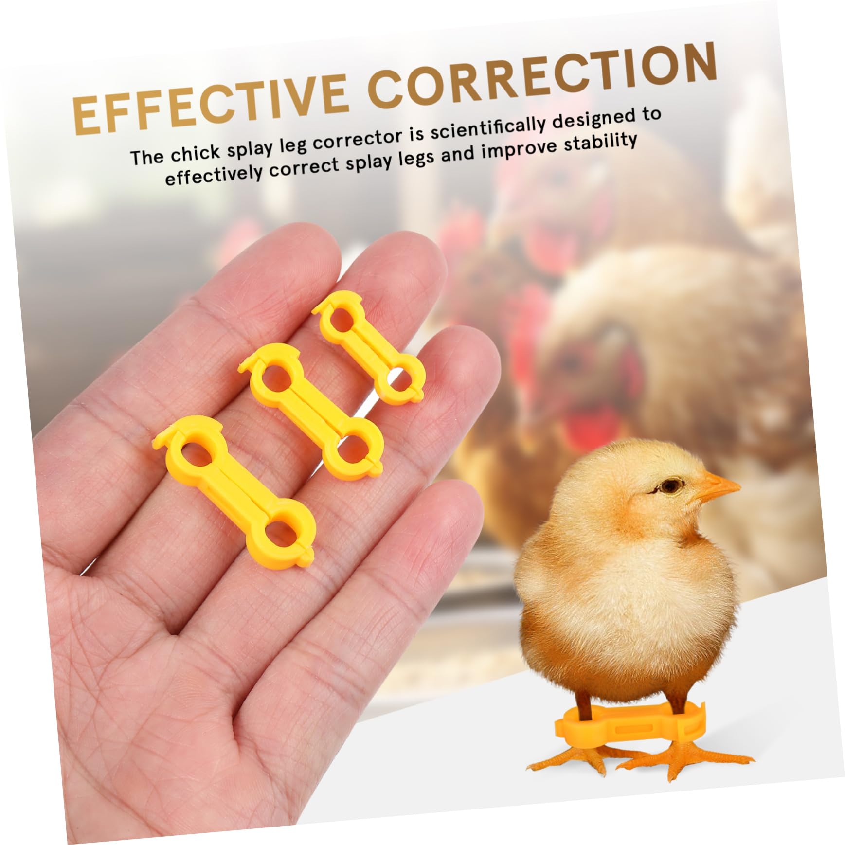 UPKOCH Corrector de Patas para Pollitos, 12 Piezas, PVC Amarillo | Ajuste Suave y Firme, Anillos Orificios de 4, 5 y 6mm, Tallas Variadas para Crías de Ave