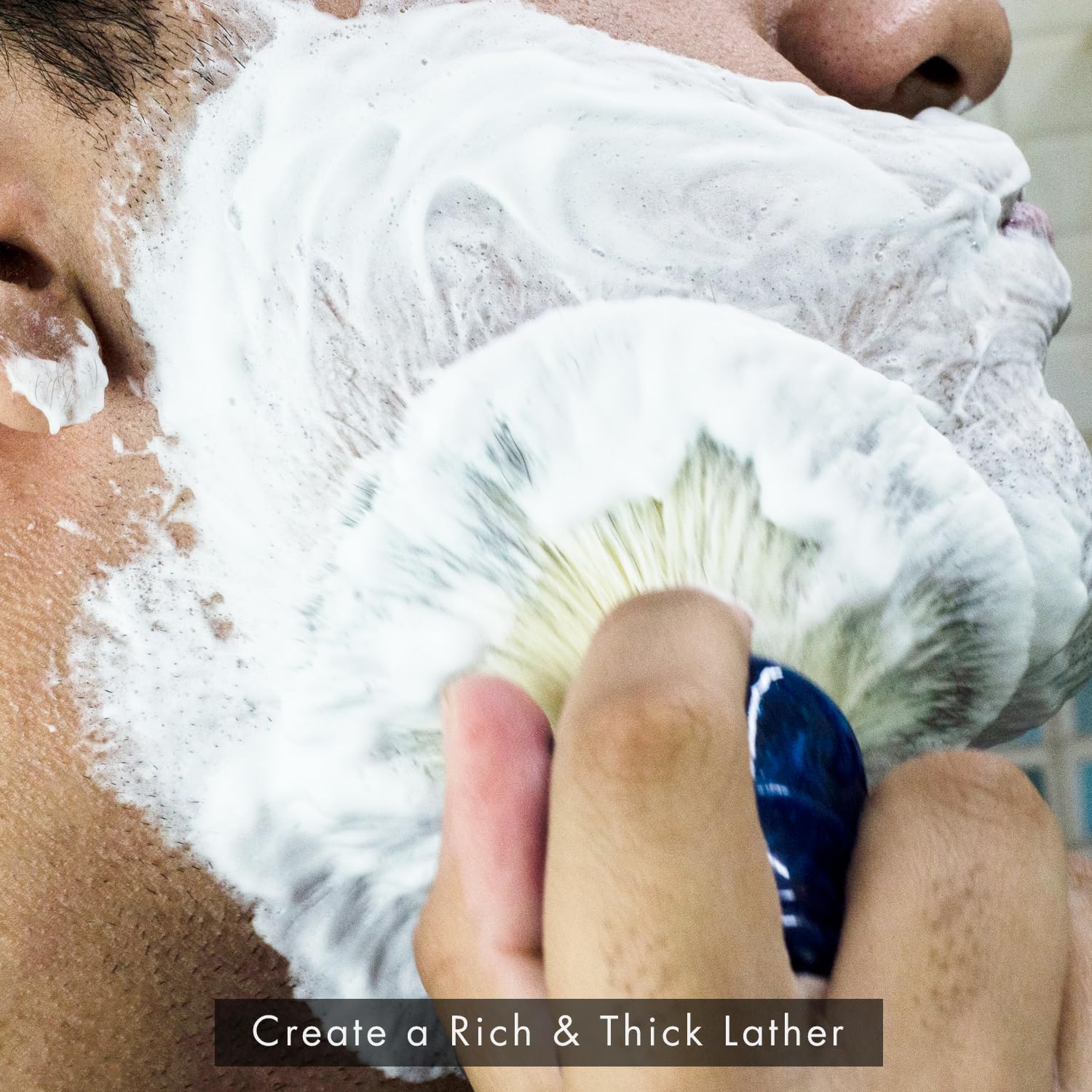 Pink Woolf Luxury Shaving Brush for Men – Dense Thick Knot, Premium Hair, Rich Lather for Cream & Soap, Traditional Wet Shaving Brush | BLUE MONSTER