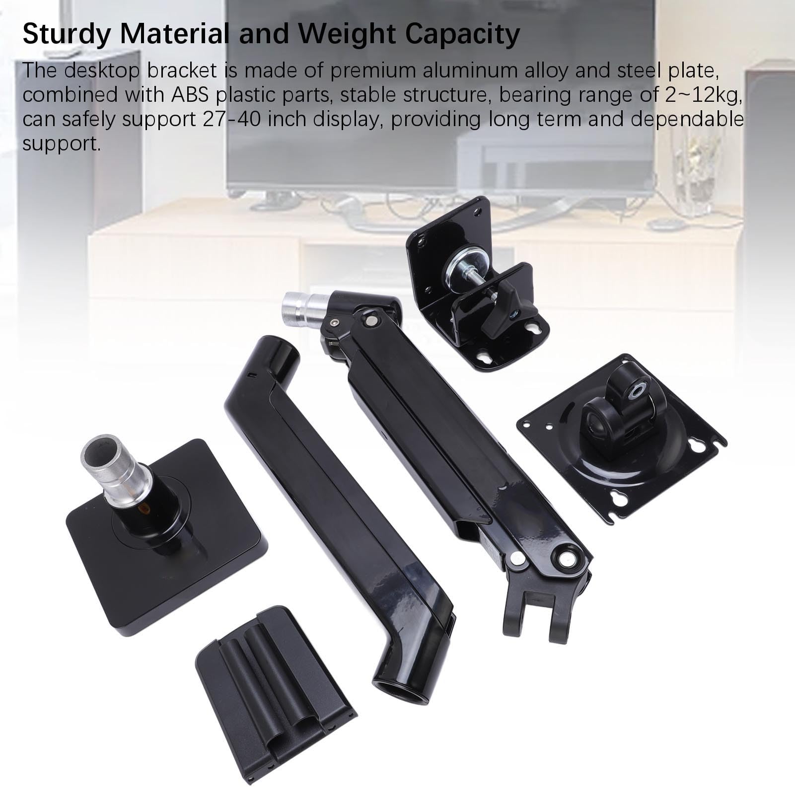 Aramox Uchwyt na Biurko ze Stopu Aluminium Uchwyt na Wyświetlacz Komputera ze Stopu Aluminium do Monitorów Od 27 do 40 Cali Od 2 12 Kg Stojak VESA z możliwością Obrotu o 360 Stopni Programowania