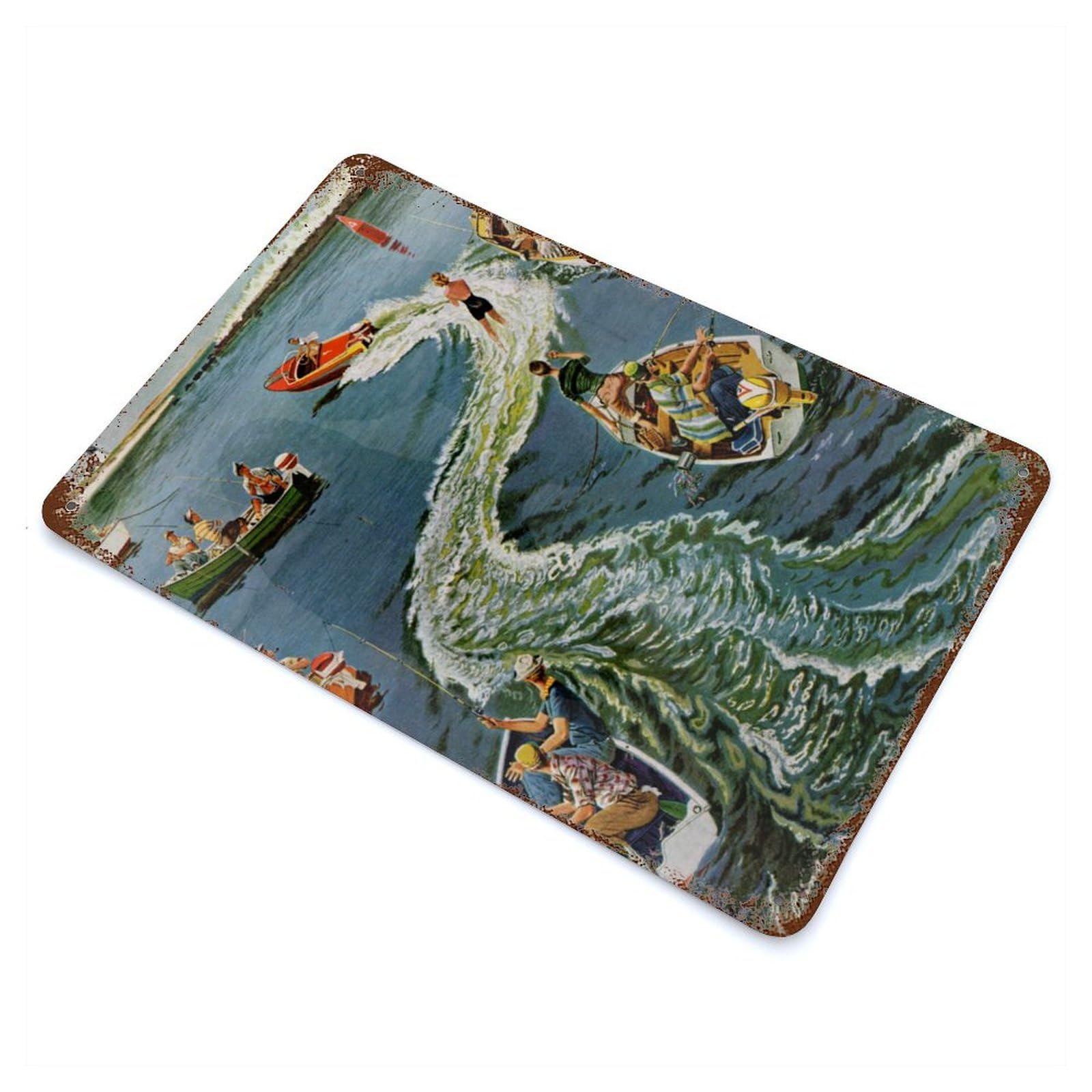 Boats Retro Metal Sign 11.8"x7.9", Classic Wall Plaque for Garage, Pub Or Kitchen