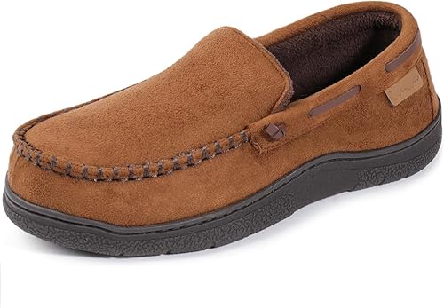 Zigzagger - Pantuflas estilo mocasín de microgamuza y espuma viscoelástica, para hombre