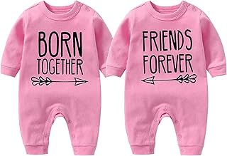 culbutomind Body Para Bebé Gemelos Born Together Friends Forever Divertido Recién Nacido Manga Larga Ropa Niños Niñas Geme...