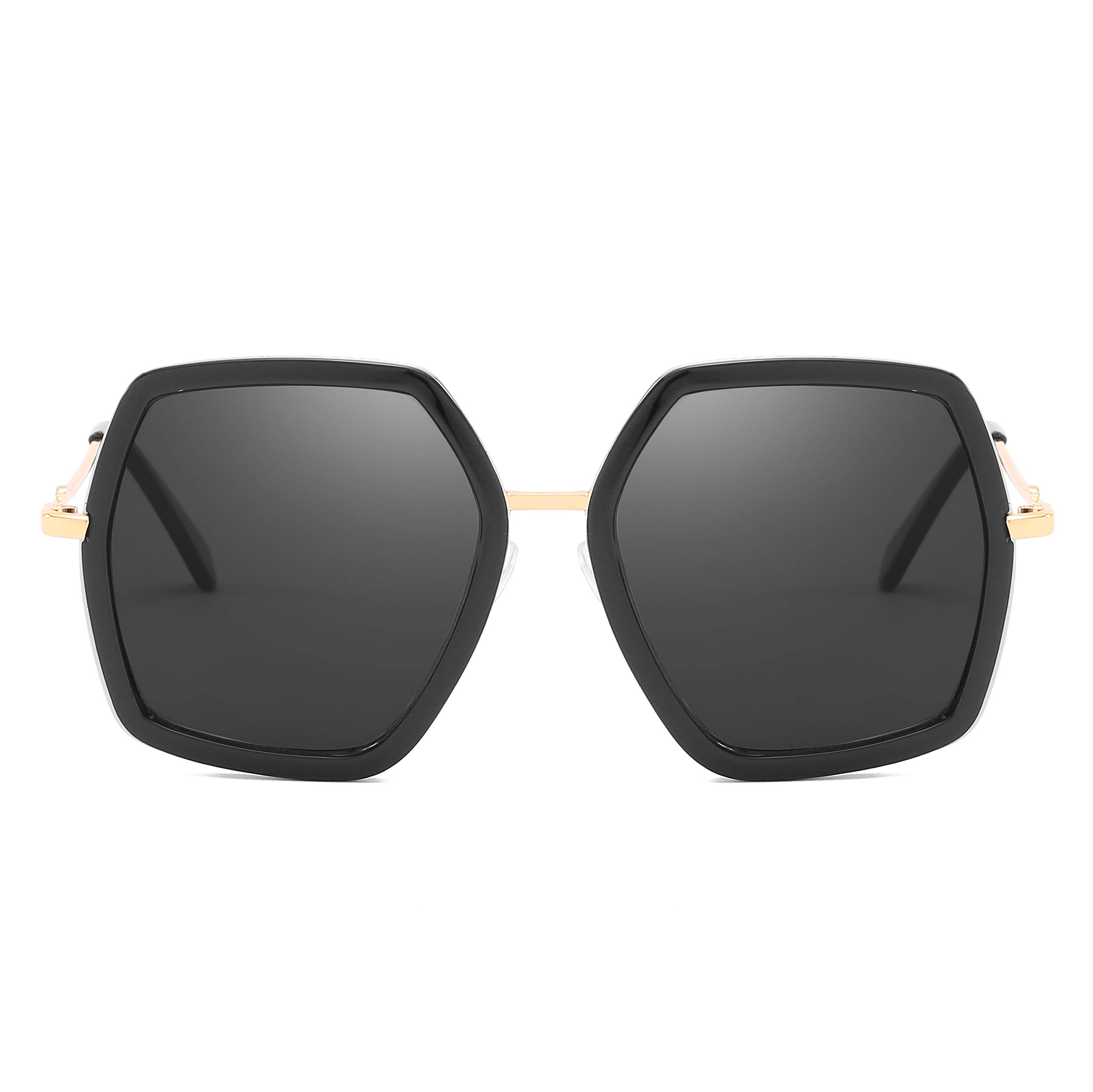 IKANOO Übergroße Sonnenbrille für Damen und Herren, modisch, 70er-Jahre, Disco-Brille, sechseckig, Designer-Rot, Grüntöne, Schwarz, Large
