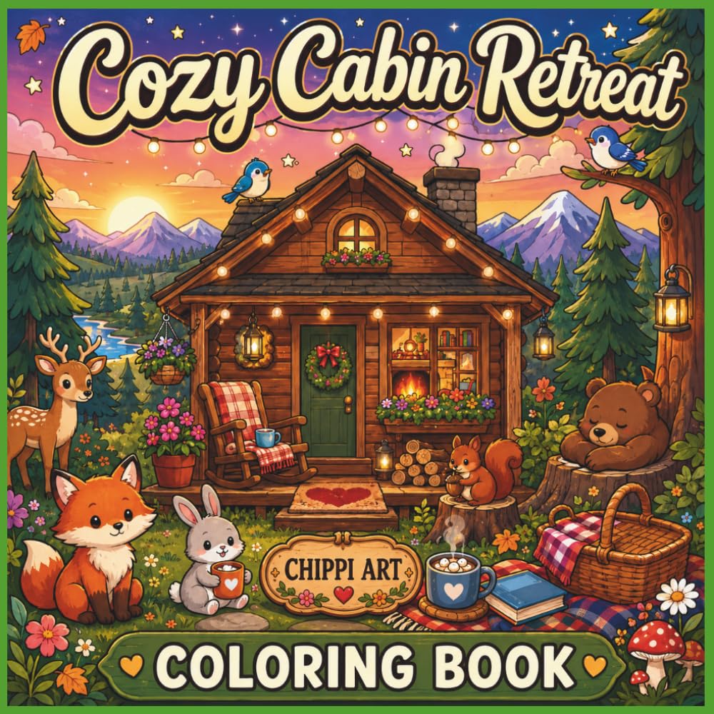 Cozy Cabin Retreat Coloring Book: Bold and Easy Woodland Cabins, Cozy Interiors, Peaceful Forest Escapes, and Relaxing Nature Scenes for Adults and Teens