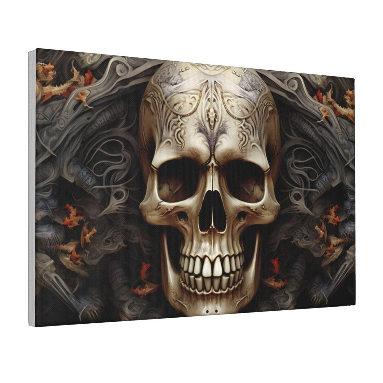Framed Wall Art for Living Room Art Work, Skulls Picture Prints Modern Office Wall Paintings Poster Aesthetic Wall Decorations for Home Decor Ready To Hang 8"x12"