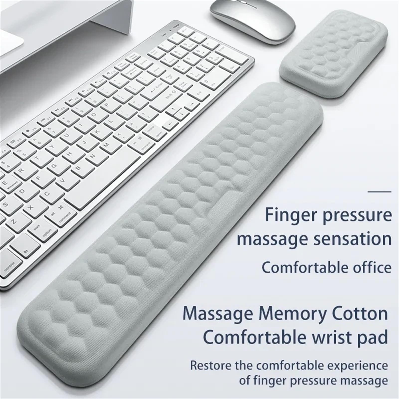 Repose-poignet pour clavier Keyboard Mouse Wrist Rest Ergonomic Office Typing Protect Relax Memory Foam Pad Computer Notebook(Gray medium small)