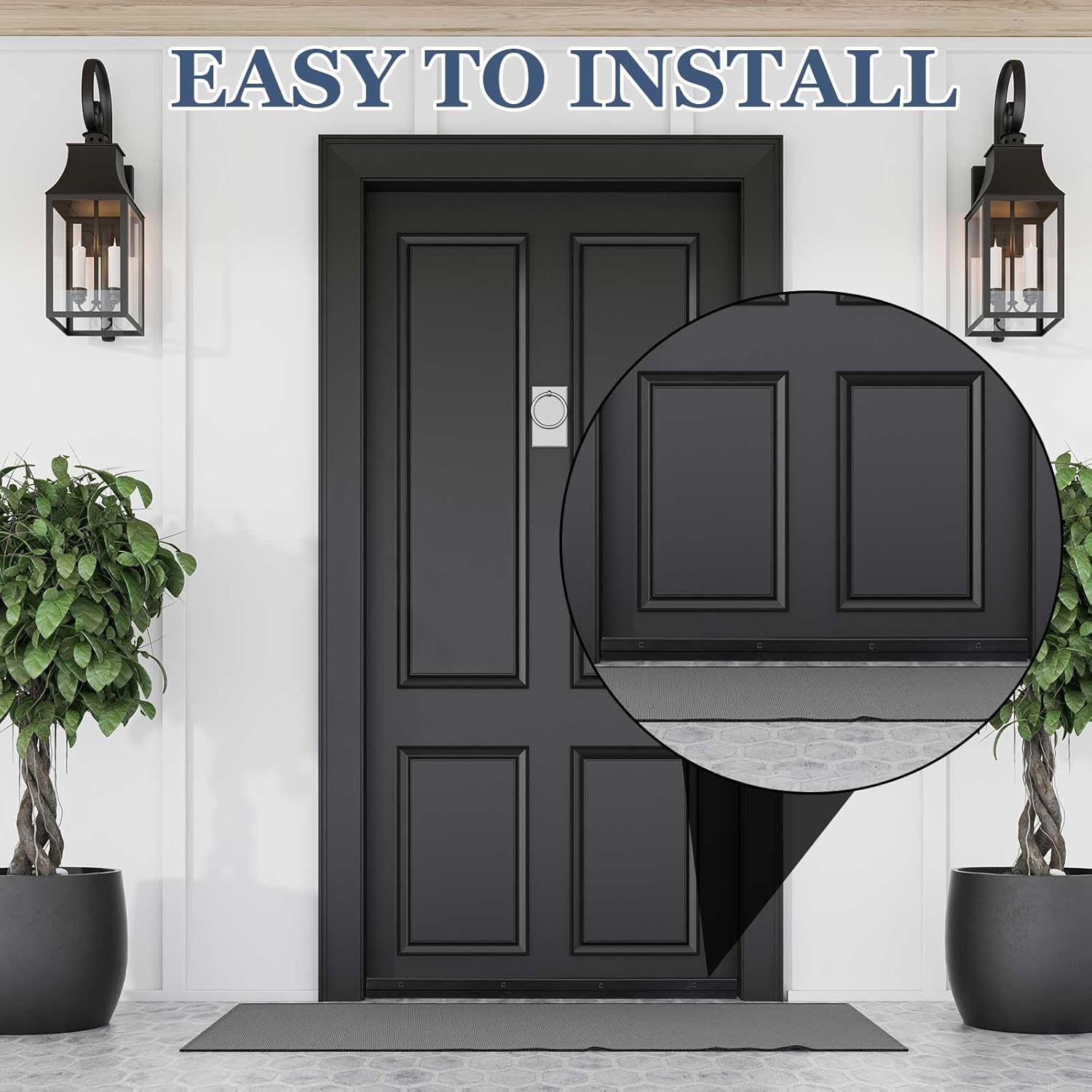 FoldTier 4 Pcs All-Season Door Sweep for Bottom of Door Exterior and Interior, Aluminum Alloy and Rubber, Commercial Weather Stripping Draft Stopper for Threshold Seal (1-3/4 x 36 Inch,Black)