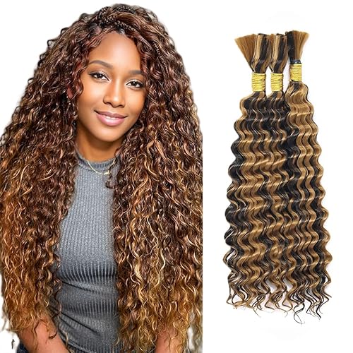 P427 Blonde Human Braiding Hair Deep Wave Bulk 20 20