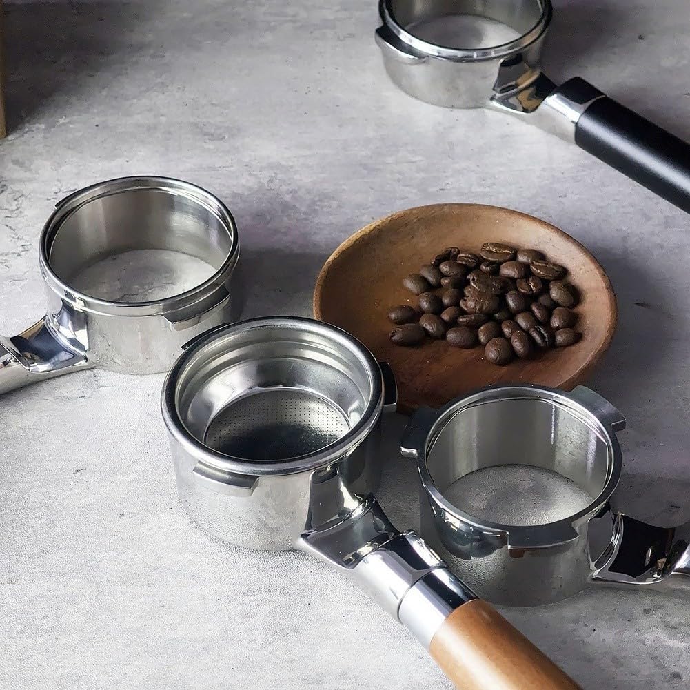 Portafiltro de repuesto de acero inoxidable de 51 mm con cesta de filtro para cafeteras espresso EC9335 EC9665 EC9155 EC9865 EC9355 Diseño desmontable Plata