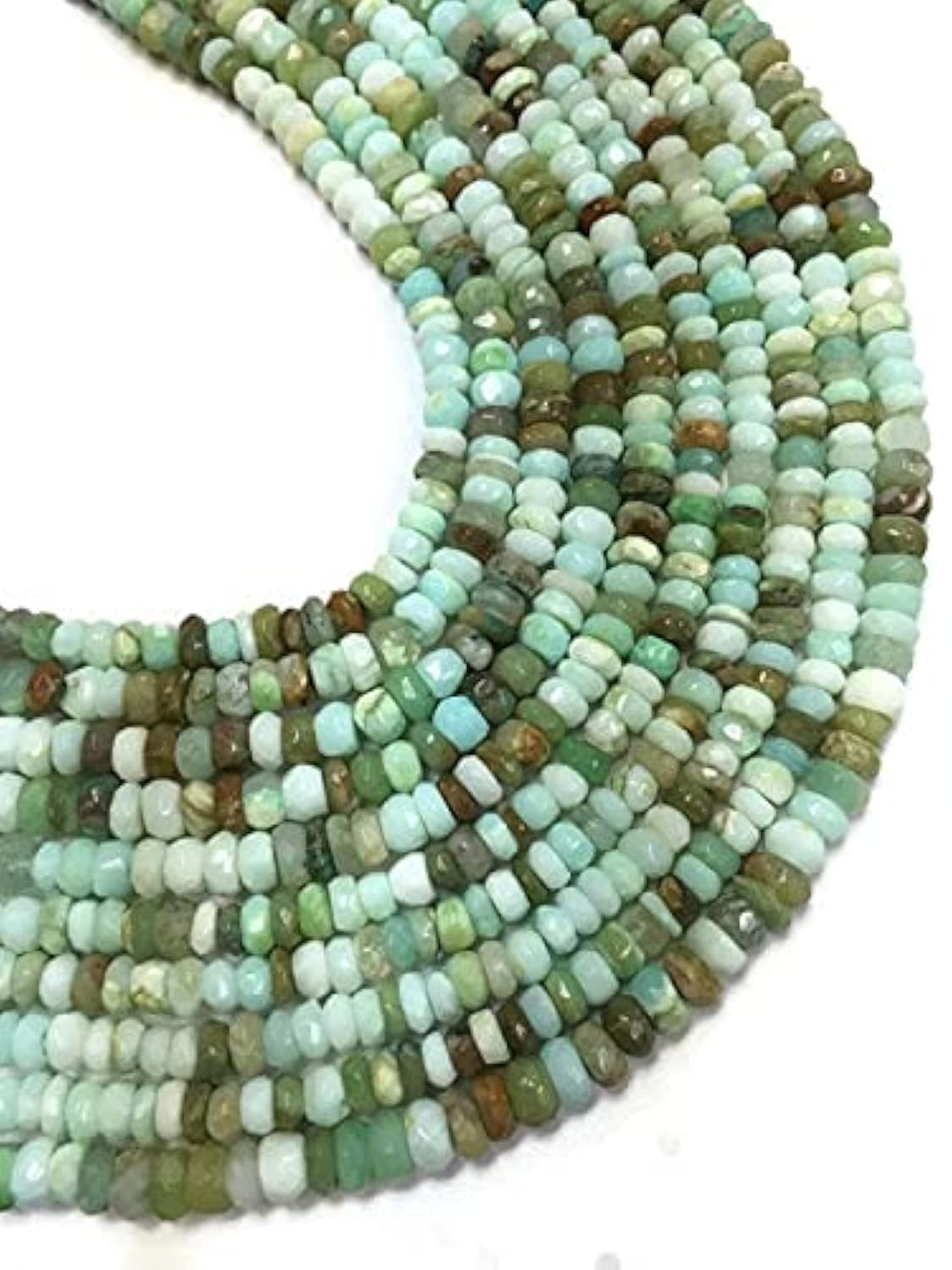 Perles en opale du Pérou rondelles facettées 9 mm, fil de gemmes authentiques de 13.5"