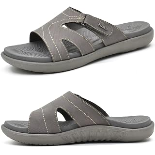 KuaiLu Womens Fashion Orthotic Slides Arch Support Slip On Walking Sandals