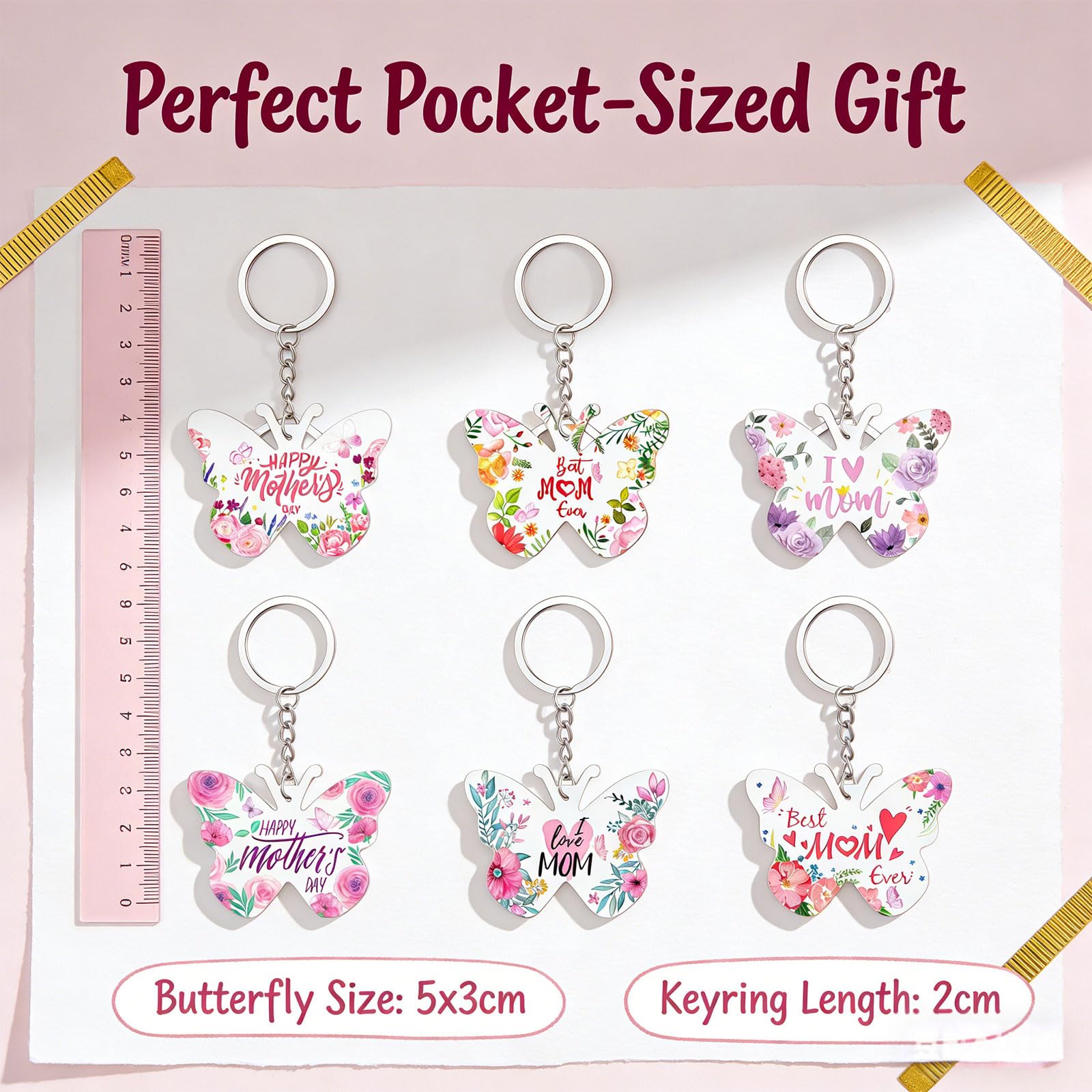 24 llaveros para el día de la madre, llaveros acrílicos de mariposa floral para mamá de hija e hijo, regalos a granel, regalos de fiesta del día de la madre para mujeres, iglesia y — view 2