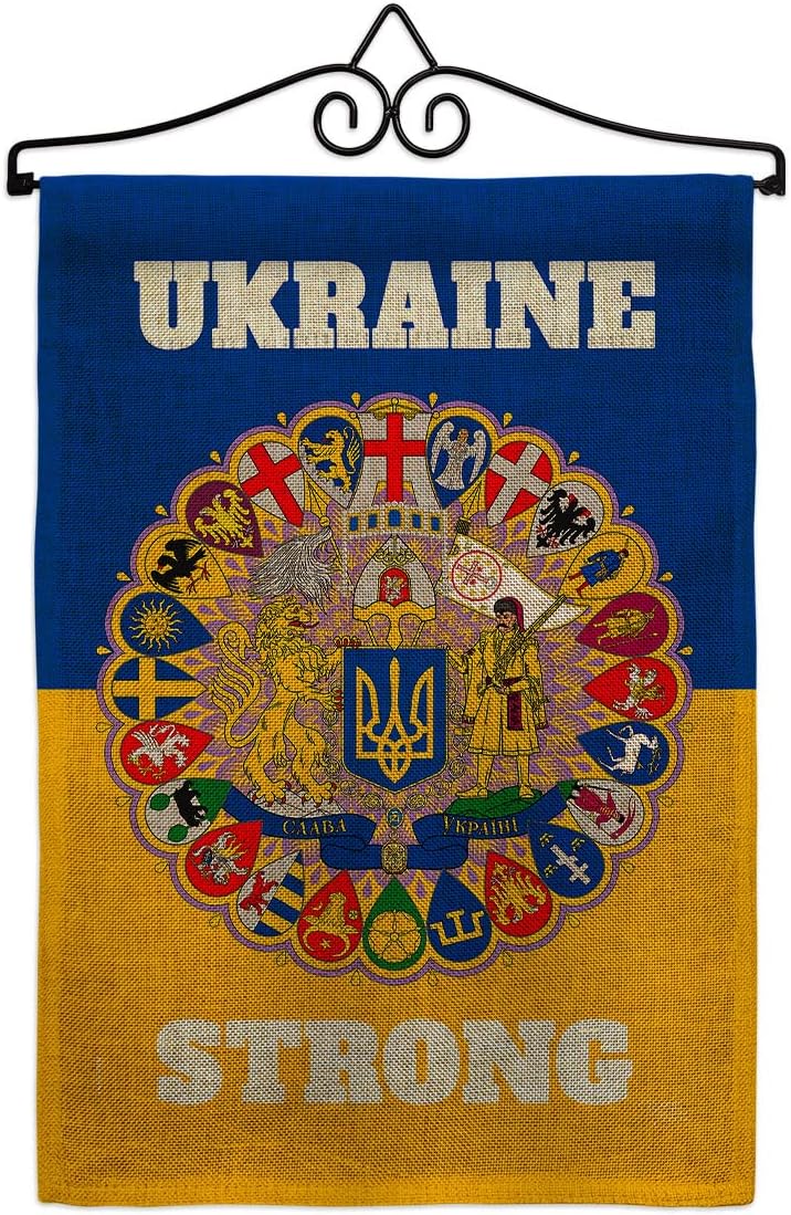 Ukraine Strong Burlap Garden Flag Support Cause BLM Anti Racism Justice Revolution Movement Equality Social Small Decorative Gift Yard House Banner Double-Sided Made In USA 13 X 18.5