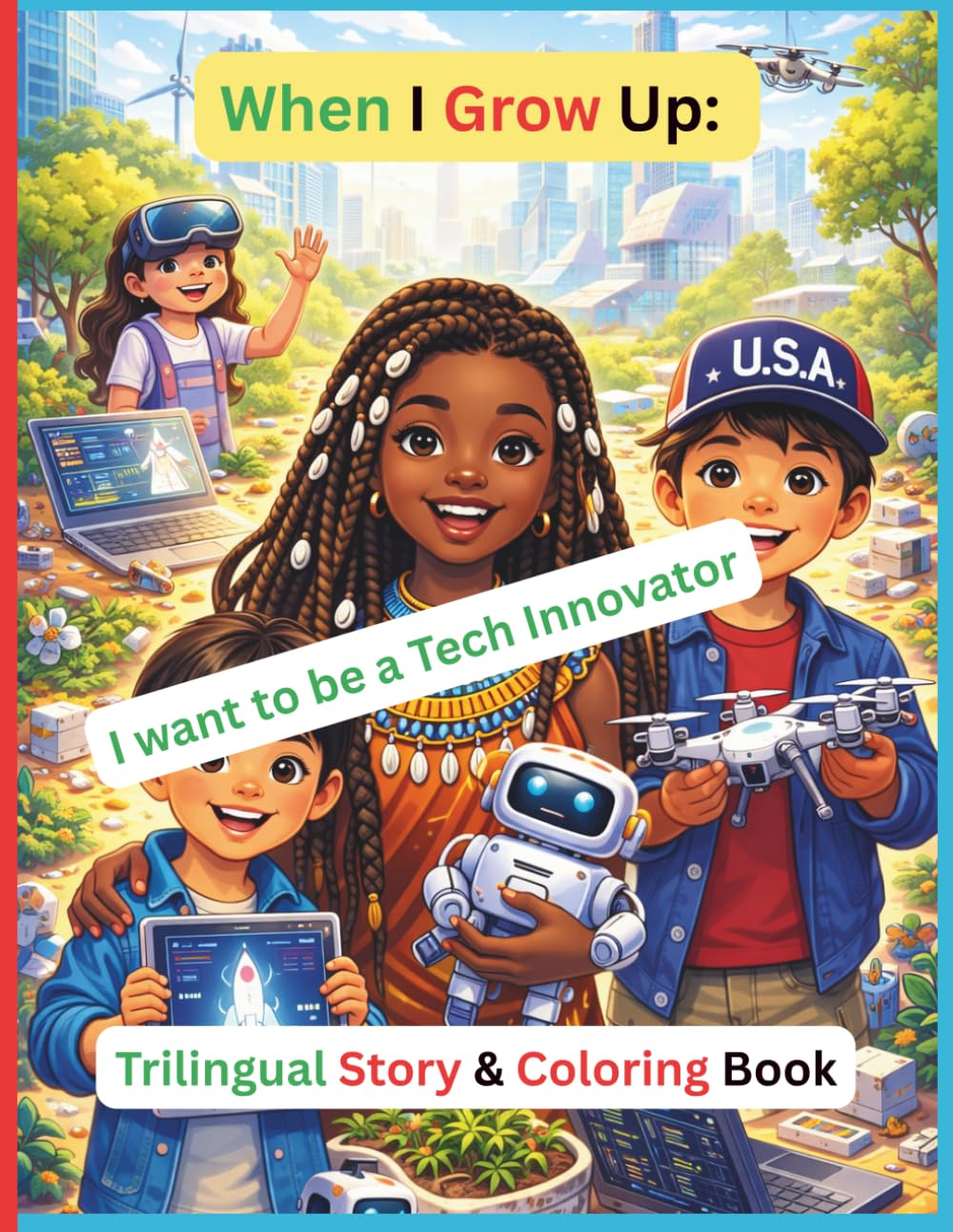 When I Grow Up I Want to Be a Tech Innovator: rilingual English–French–Spanish Story & Coloring Book for Kids | STEM, Coding, AI, Robotics & Creative ... Educational Gift for Boys and Girls