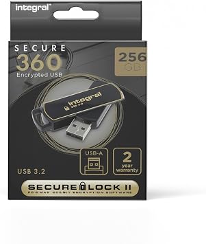 Integral 256GB Secure 360 Encrypted USB3.0 Flash Drive 256-bit AES Encryption