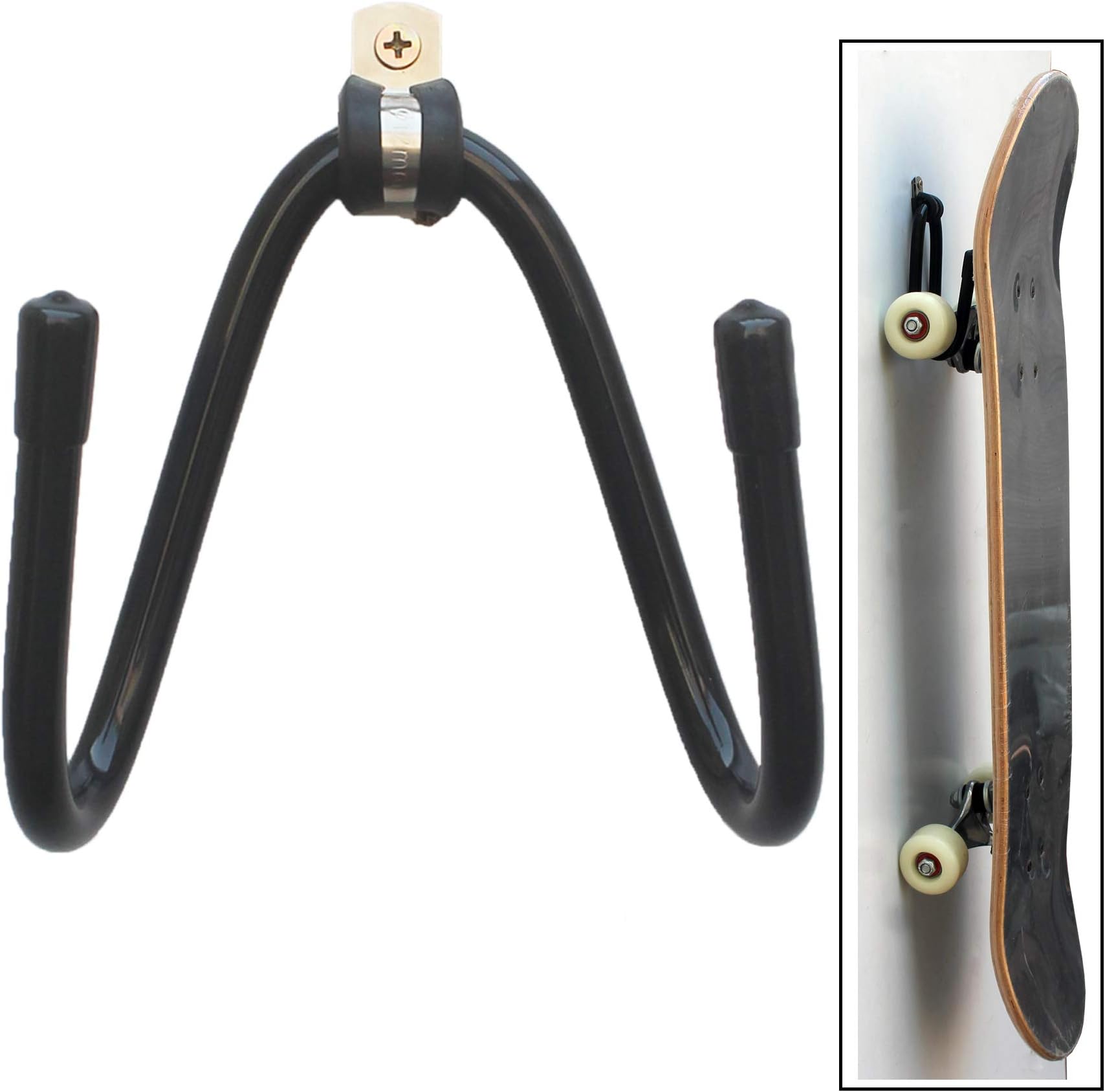 YYST Skateboard Wall Hanger - Black Metal Adjustable Skateboard Rack - 3"D x 2.4"W x 2"H - Home & Office Storage & Display