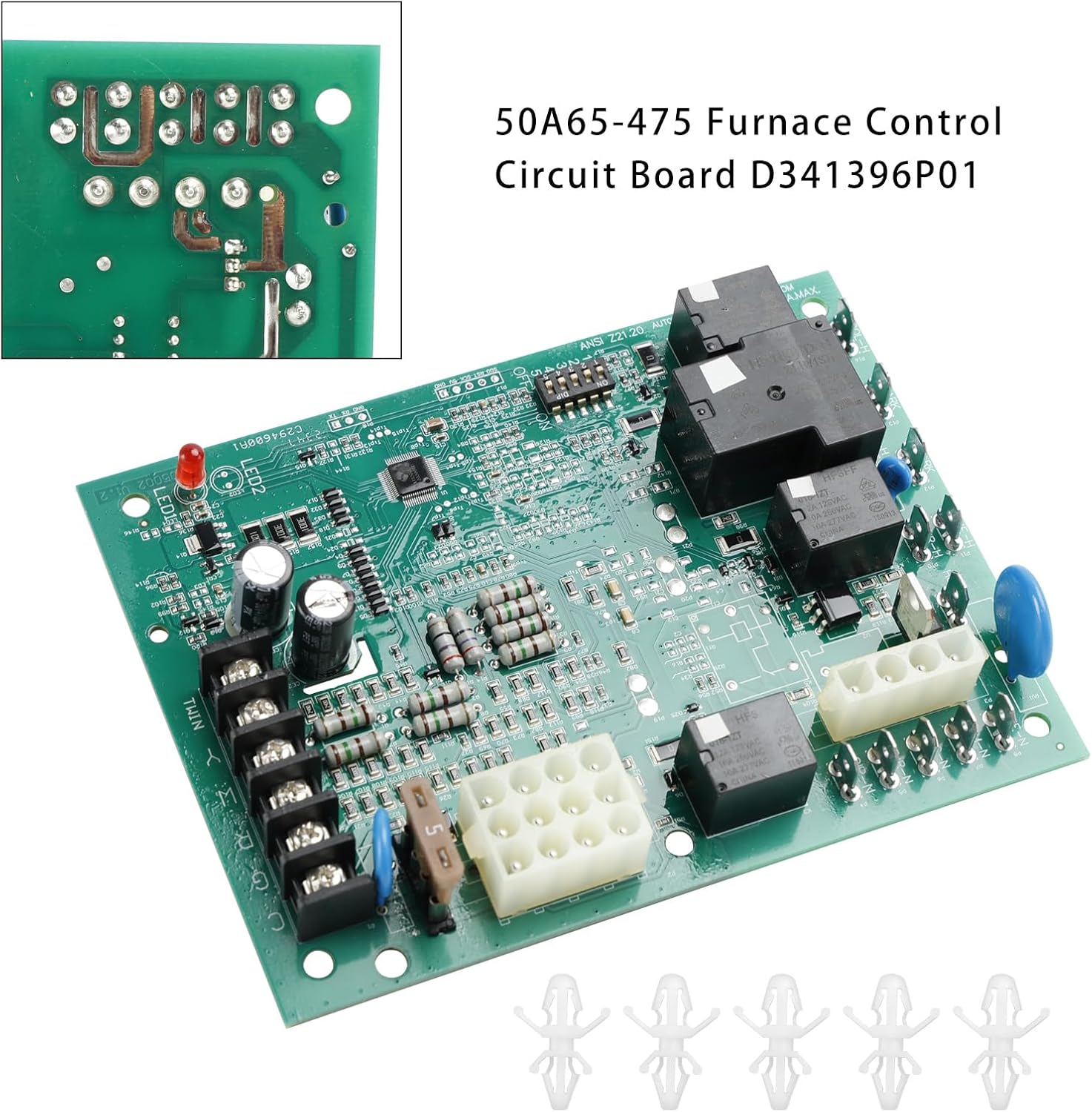 50A65-475 Furnace Control Circuit Board 50A65-5165 For Trane for White-Rodgers and American Standard Furnaces, Replaces 50A65-474, 50A65-476, CNT05164, D341213P01, HSI Ignition Control Board