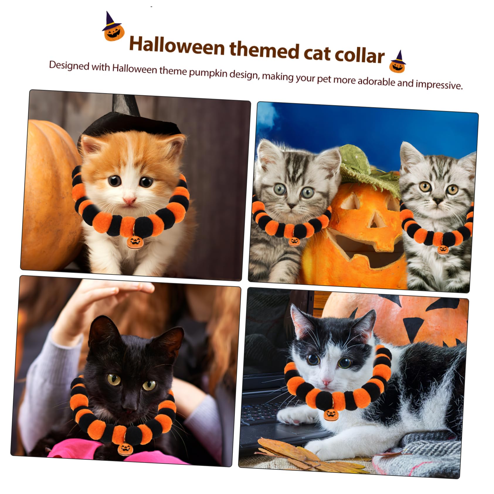 BESPORTBLE 10stücke Verstellbares Katzenhalsband Mit Kürbisglocken Bequeme Dekoration Für Halloween-Partys Weiches Und Sicheres Für Und Kleine Hunde Für Fotoshootings