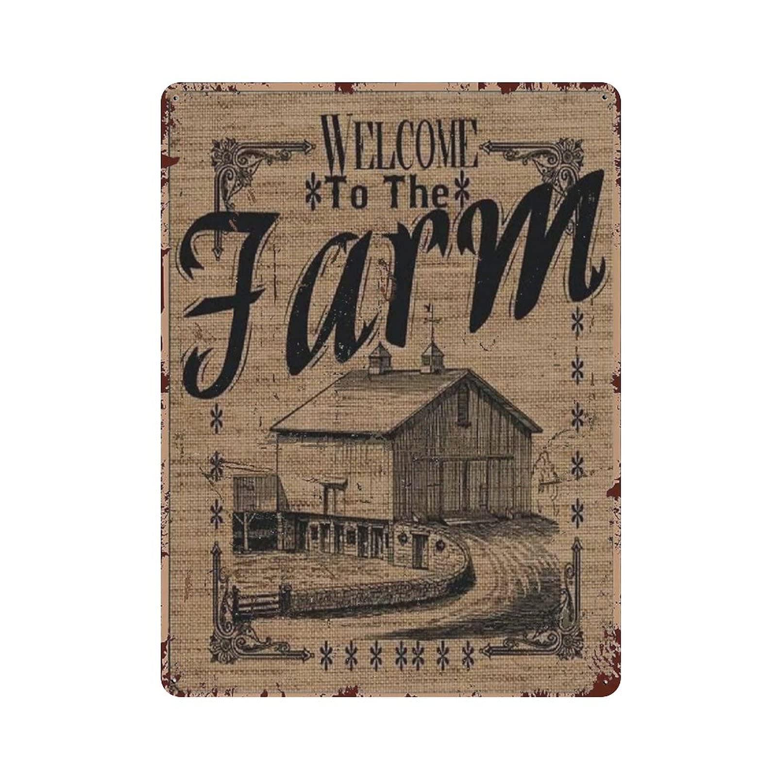 Metal Tin Sign Welcome to The Farm Tin Sign Metal Aluminum Sign Vintage Wall Decor Retro Poster for Bars Restaurants Cafes Pubs Home Decoration 16"x12"