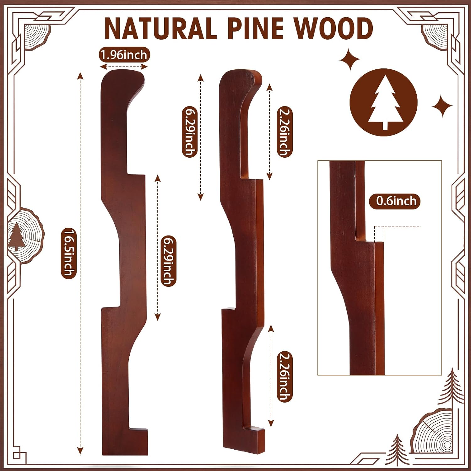 Mifoci 2 Pack Window Prop Stick Opener Adjustable Wooden Holder, Walnut