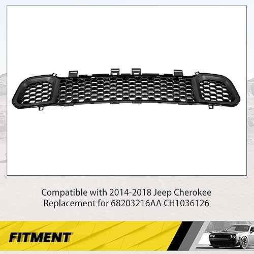 Miniatura 2 de KUAFU Parrilla inferior delantera compatible con Jeep Cherokee 68203216AA CH1036126 2014-2018 Parachoques inferior Parachoques Parachoques Rejilla