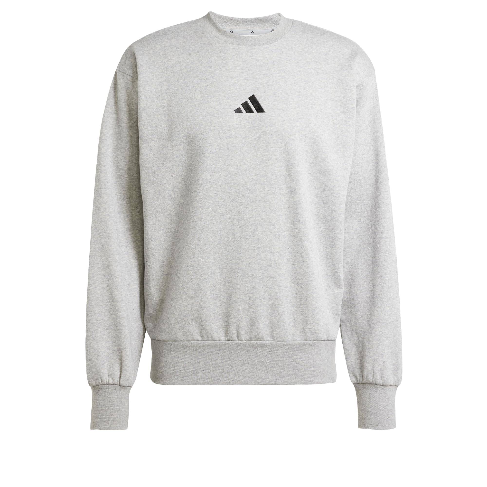 Adidas Men's Medium Grey Heather / Black Essentials Feelcozy Fleece Sweatshirt
